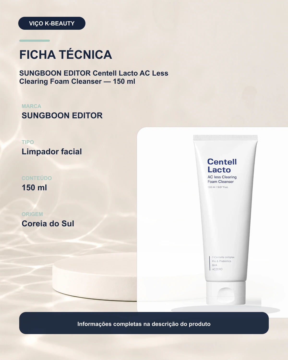 SUNGBOON EDITOR Centell Lacto AC Less Clearing Foam Cleanser — 150 ml
