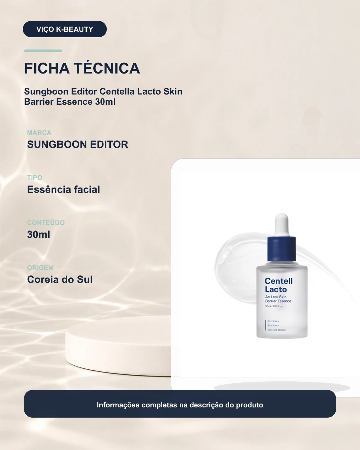 Sungboon Editor Centell Lacto AC Less Skin Barrier Essence — Essência facial 30 ml