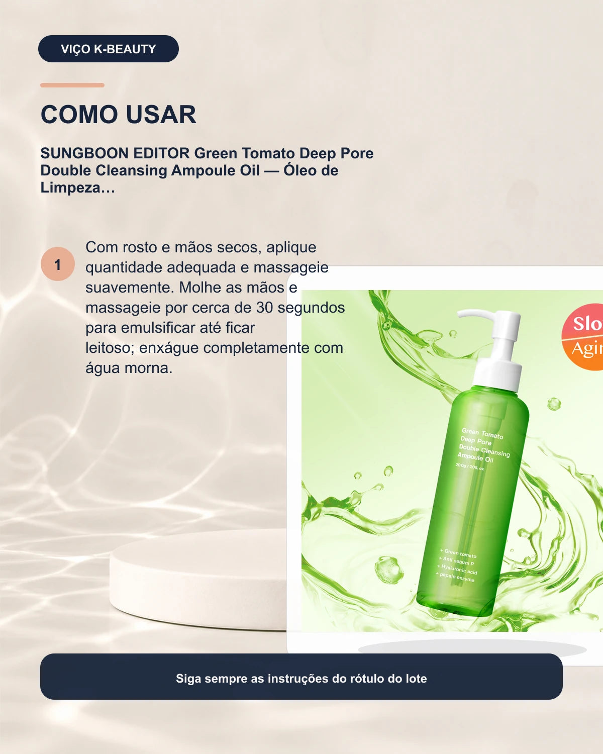 SUNGBOON EDITOR Green Tomato Deep Pore Double Cleansing Ampoule Oil — Óleo de Limpeza 200 ml