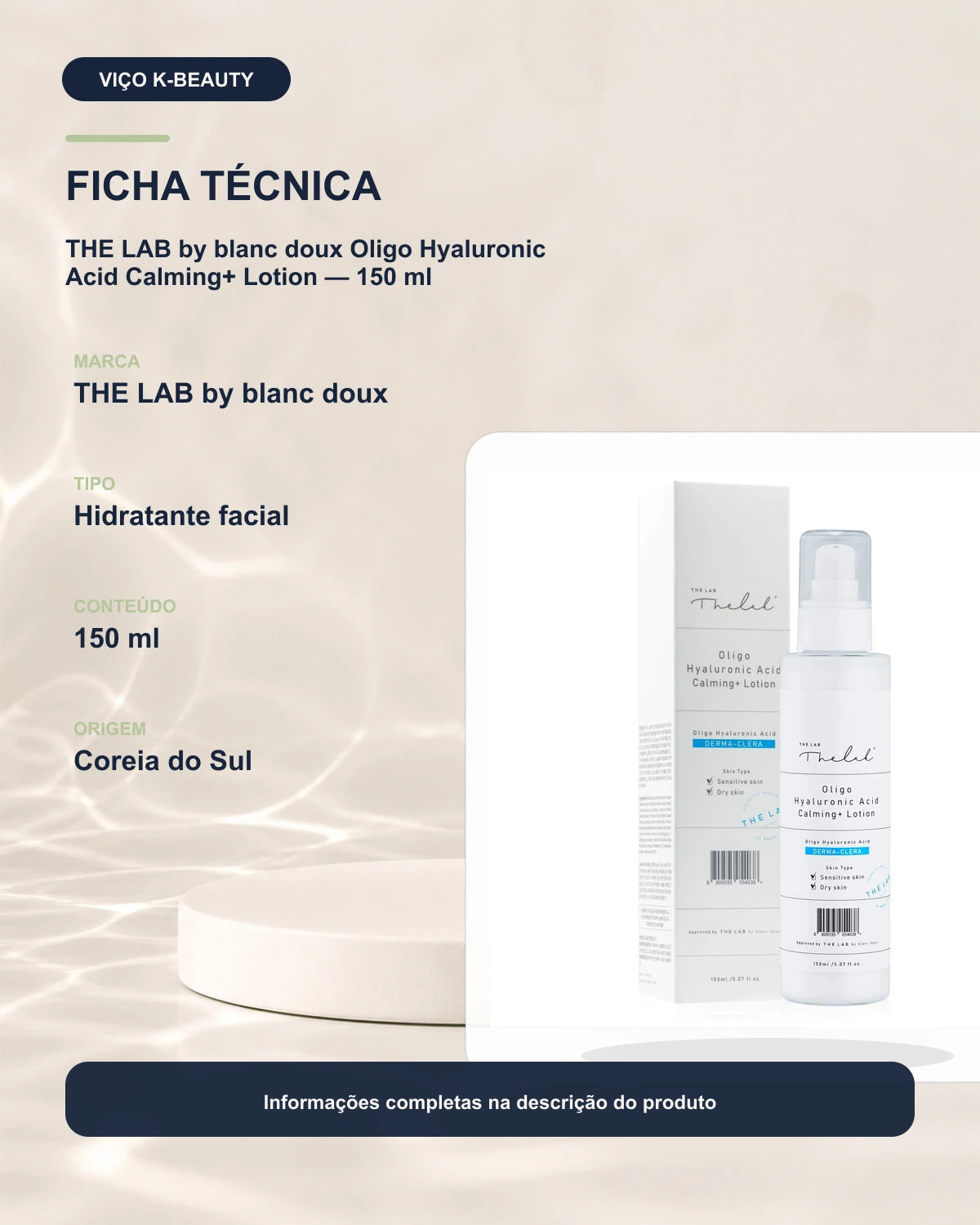 THE LAB by blanc doux Oligo Hyaluronic Acid Calming+ Lotion — 150 ml