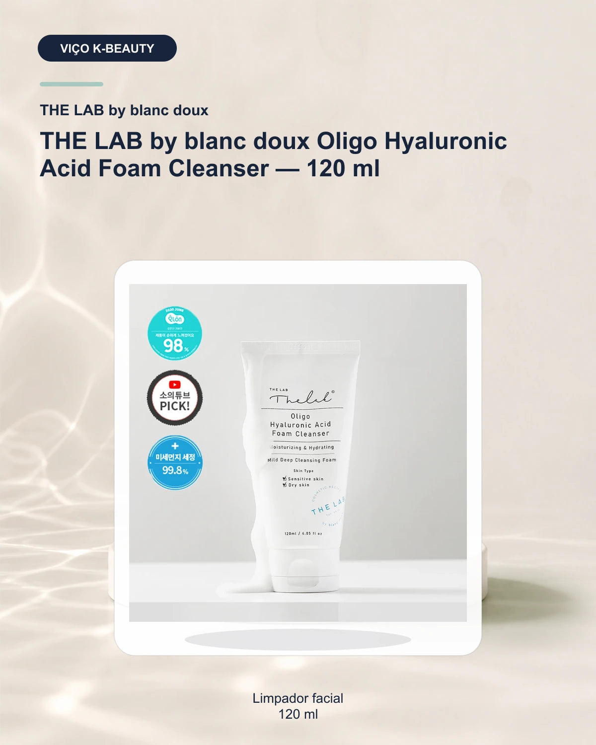 THE LAB by blanc doux Oligo Hyaluronic Acid Foam Cleanser — 120 ml