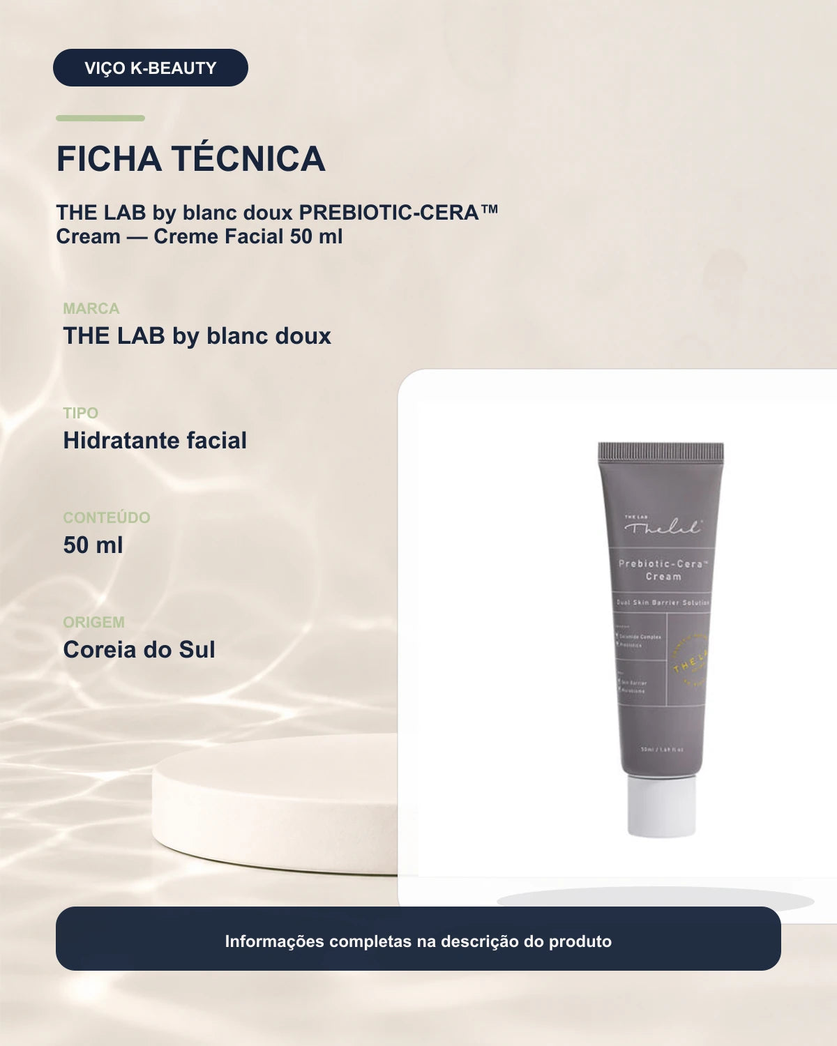 THE LAB by blanc doux PREBIOTIC-CERA™ Cream — Creme Facial 50 ml