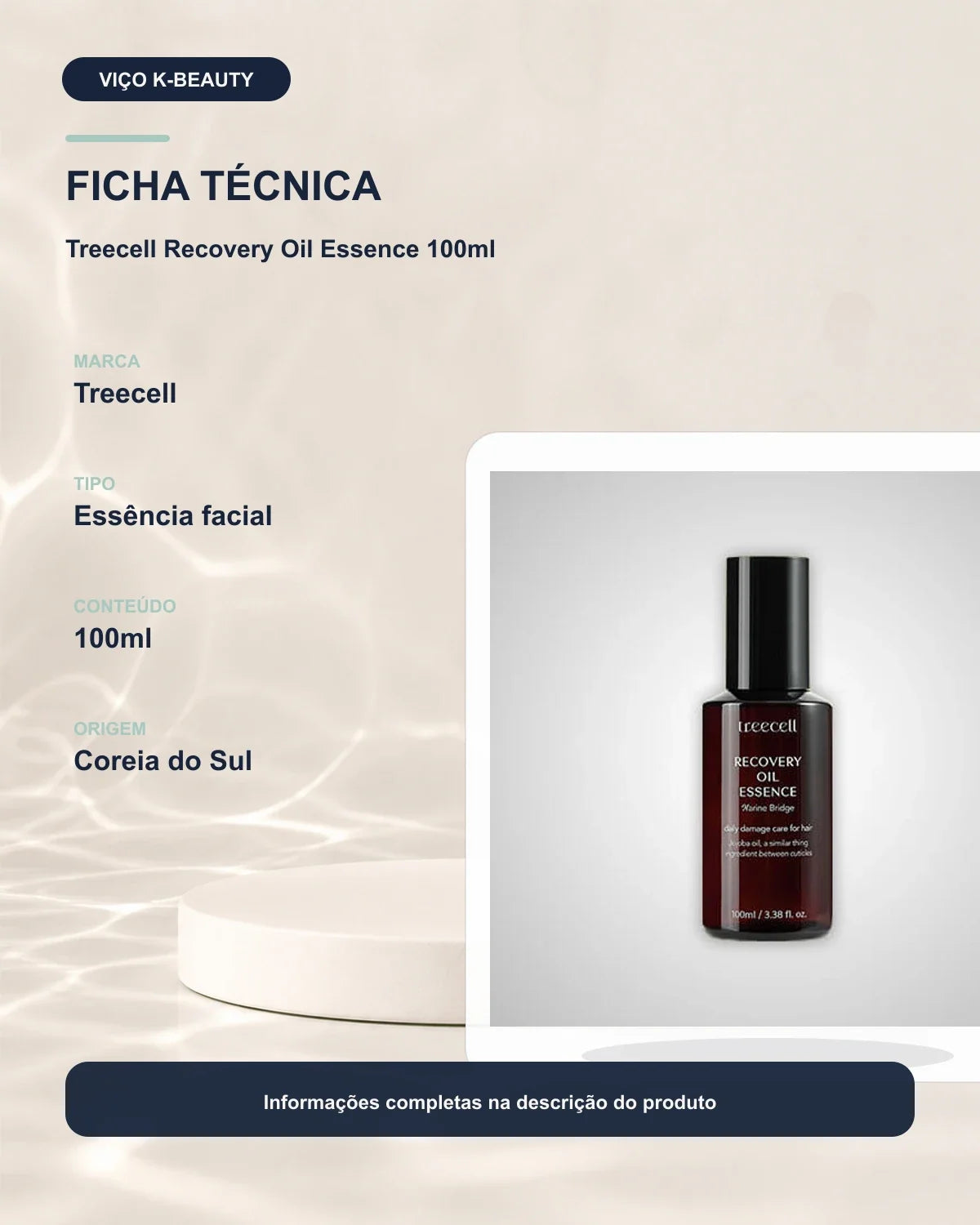 Treecell Recovery Oil Essence AD — Óleo-essência capilar 100 ml